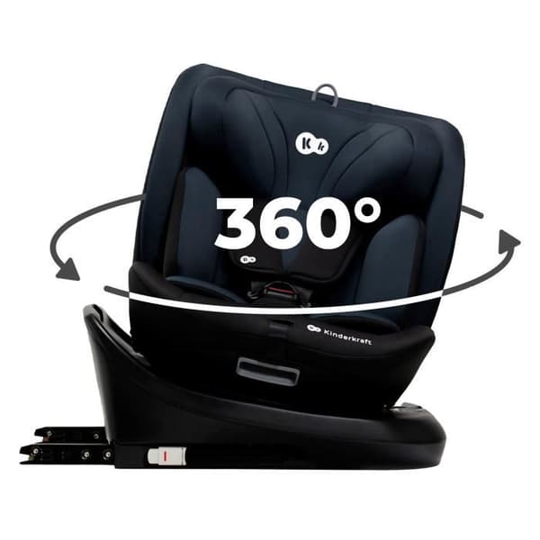 Bilbarnstol I-size 40-150 cm - KINDERKRAFT I-GROW - 360-graders svängbar - Inbyggd bas med isofix - Justerbart nackstöd - Svart