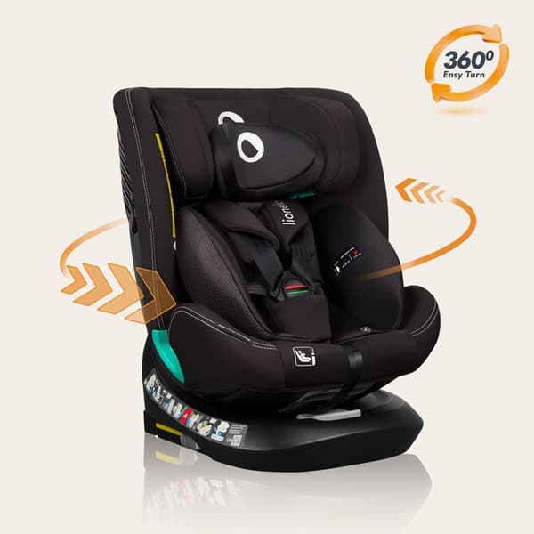 Evolutiv barnstol LIONELO Bastiaan One i-Size - Rotationsbas 360° - 40-150 cm - 0-36 kg - ISOFIX - Grupp 0+/1/2/3 - Svart