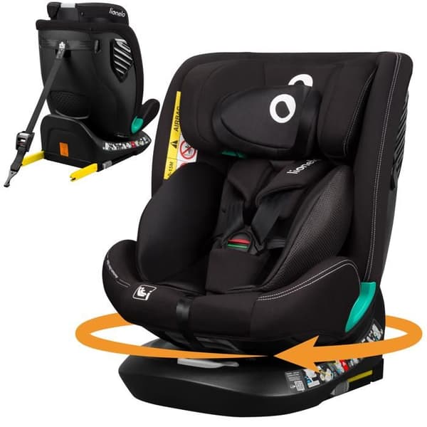 Evolutiv barnstol LIONELO Bastiaan One i-Size - Rotationsbas 360° - 40-150 cm - 0-36 kg - ISOFIX - Grupp 0+/1/2/3 - Svart