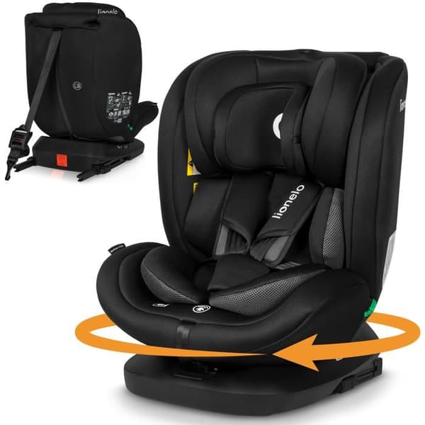 Evolutionsbart stol 40-150 cm LIONELO Bastiaan i-Size - 360° svängbar bas - ISOFIX - Från 0 till 36 kg - Grupp 0/1/2/3 - Svart
