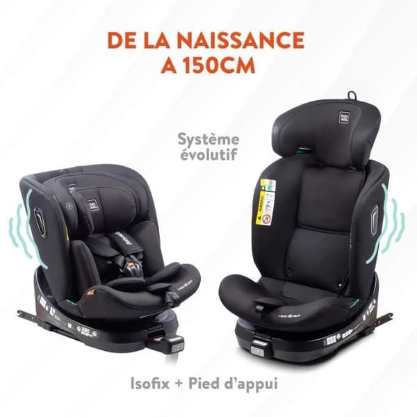 Bilbarnstol - BABYAUTO - AITANA GRÅ ANTRACIT - Från födseln till 12 år - 0-36 kg - I-Size - ISOFIX - Rotera 360° - ECE R129