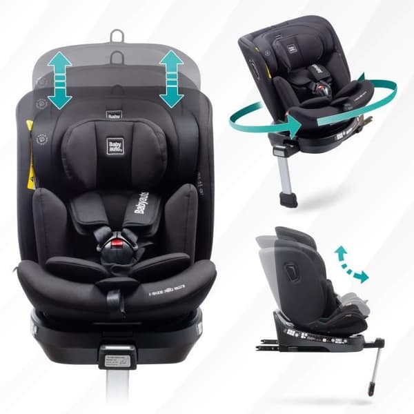 Bilbarnstol - BABYAUTO - AITANA GRÅ ANTRACIT - Från födseln till 12 år - 0-36 kg - I-Size - ISOFIX - Rotera 360° - ECE R129