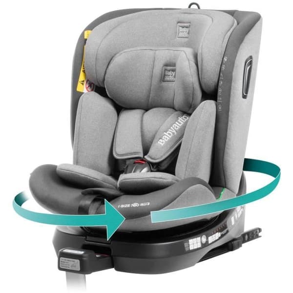 Bilbarnstol - BABYAUTO - AITANA GRÅ ANTRACIT - Från födseln till 12 år - 0-36 kg - I-Size - ISOFIX - Rotera 360° - ECE R129