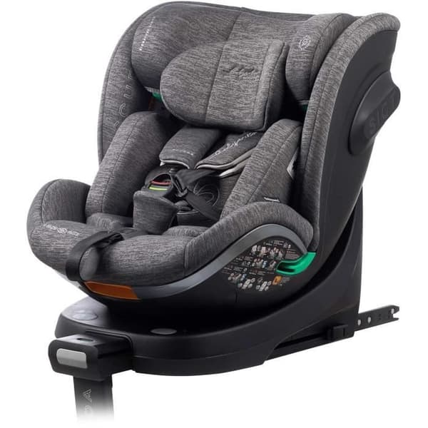 Bilbarnstol - BABYAUTO - SCUDDA GRÅ DOBBY - Från födelsen till 12 år - 0-36 kg - I-Size - ISOFIX - Svängbar 360° - ECE R129