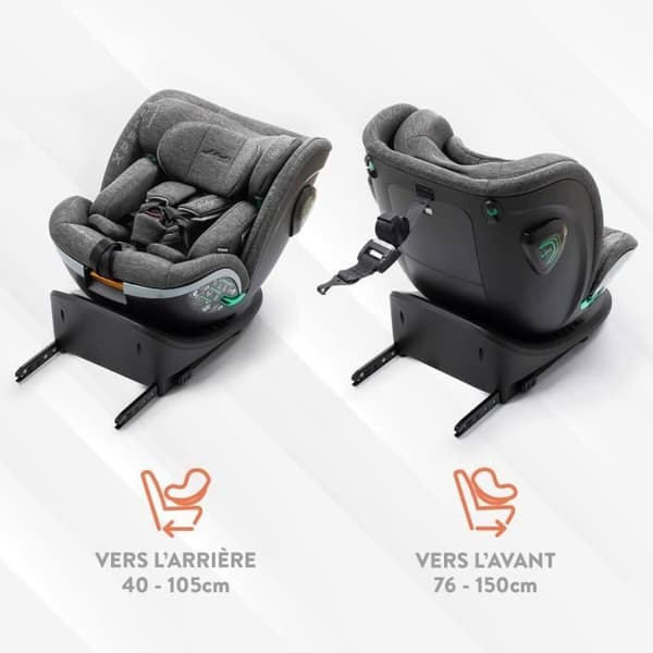 Bilbarnstol - BABYAUTO - XPERTA GREY DOBBY - Från födseln till 12 år - 0-36 kg - I-Size - ISOFIX - Svängbar 360° - ECE R129
