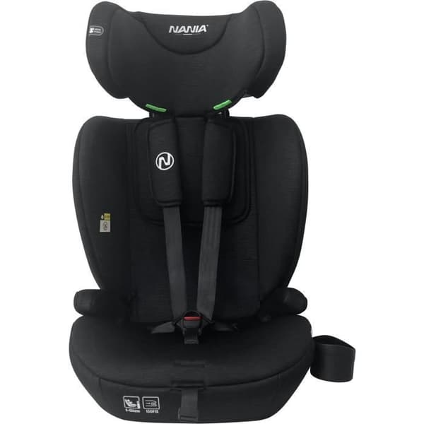 Isofix-bilbarnstol - NANIA - MILANO - Grupp 1/2/3 - I-storlek - Med förkortare - Svart