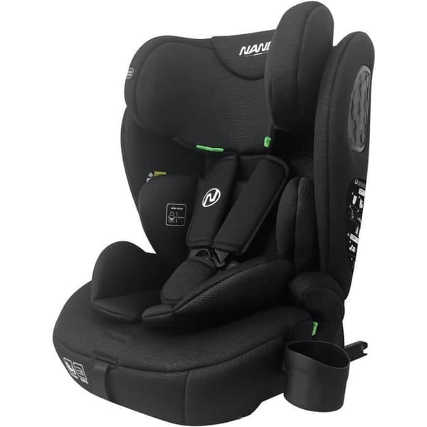 Isofix-bilbarnstol - NANIA - MILANO - Grupp 1/2/3 - I-storlek - Med förkortare - Svart