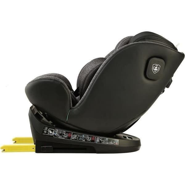Roterande bilbarnstol - BBGO - Wondersafe - Född till 12 år - I-SIZE 40-150cm - ISOFIX Top Tether - Grå - Bambufiber Konstläder