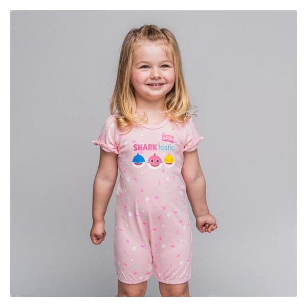 Baby's Short-sleeved Romper Suit Baby Shark Pink