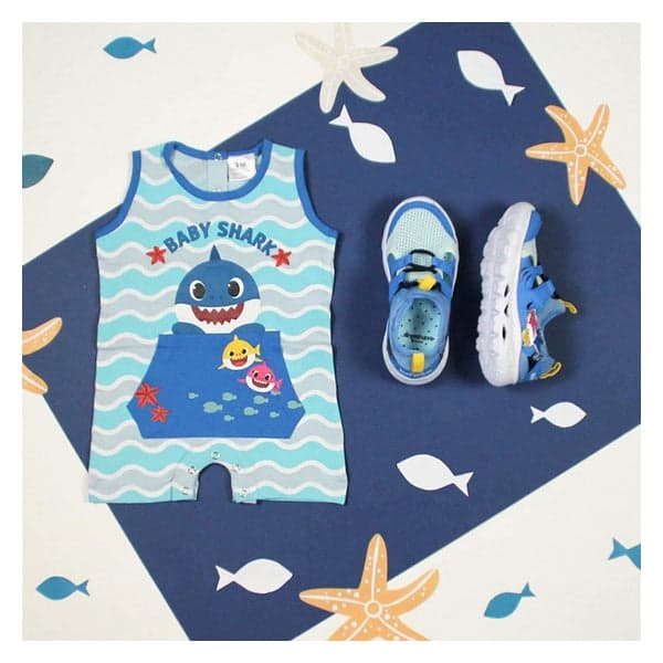 Baby's Short-sleeved Romper Suit Baby Shark Blue