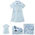 Miniatyrbillede 1 af 9: Onesie til børn str. 128 med korte ærmer lyseblå -  Børnetøj