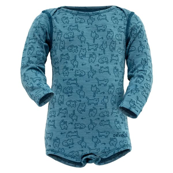 Devold Of Norway Duo Active Merino Baby Langærmet Body Blå 2 Months
