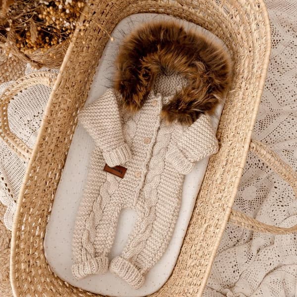 Uld Baby Romper Alpaca Romper | Beige 56/62
