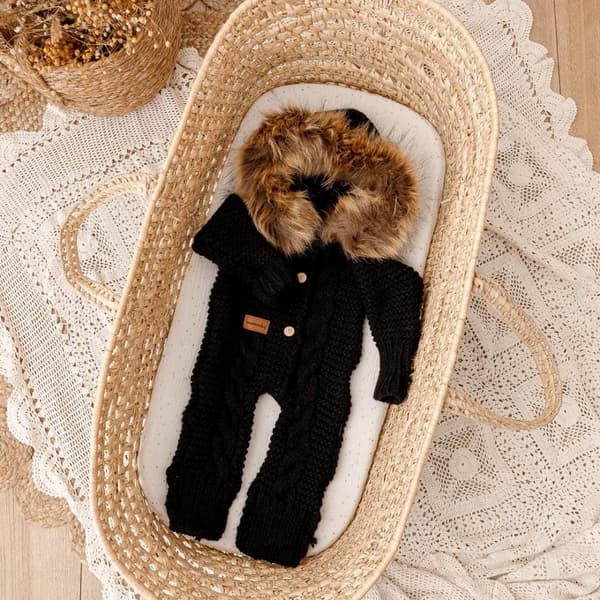 Ull Baby Romper Alpaca Romper | Svart 56/62