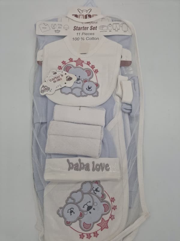 Baby Comfort 11 Piece Starter set In Grey And White