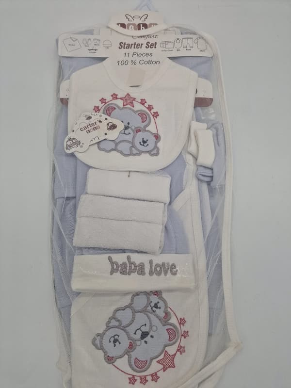 Baby Comfort 11 Piece Starter set In Grey And White