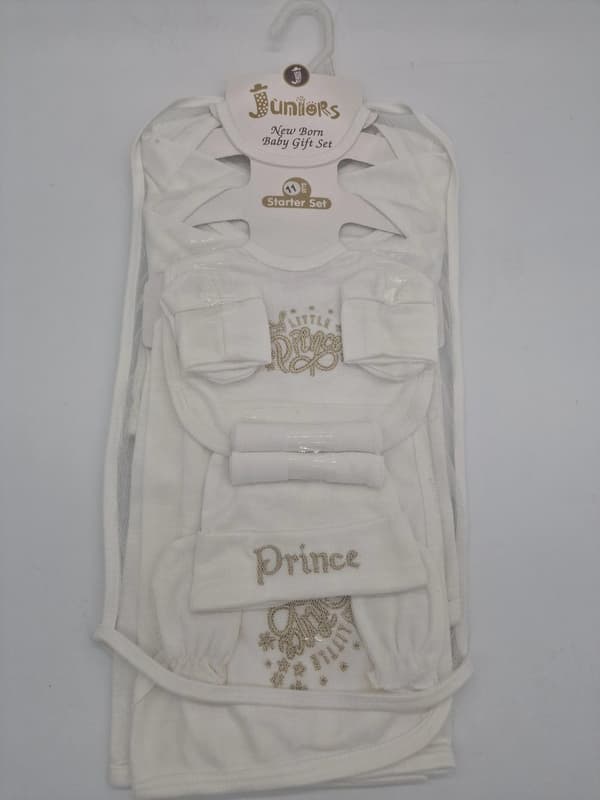 Juniors Newborn Baby Gift Set 11 Piece Starter Set Gold Prince Design