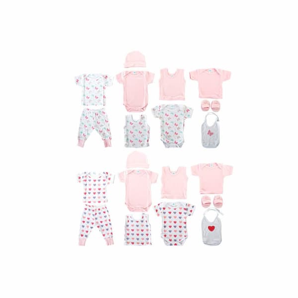 Set av kläder DKD Home Decor Vit Rosa (2 antal) Bomull 0-6 månader