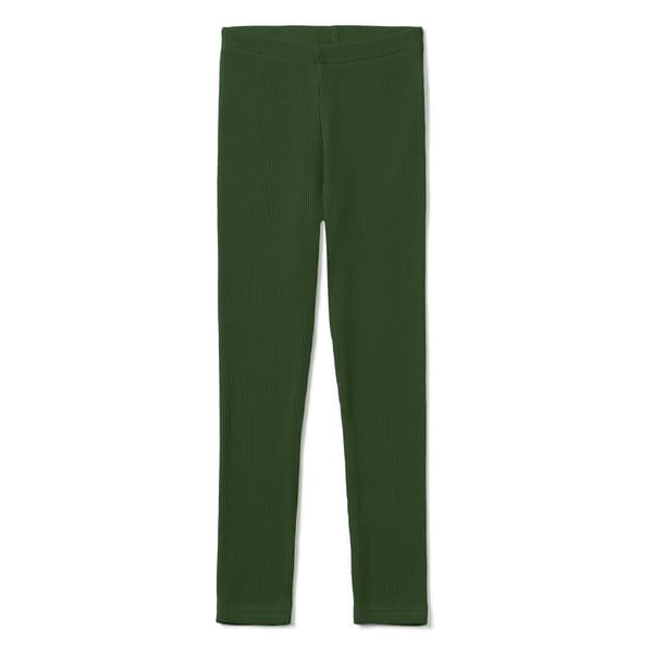 Barnleggings. Flickleggings i bomull tillverkade av stickad bomull. Skog 128/134