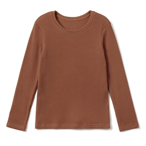 Børns lange. Pigerbluse i bomuld med lange ærmer. Blomme 104/110