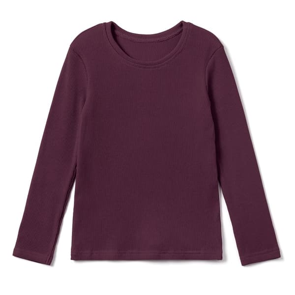 Børns lange. Pigerbluse i bomuld med lange ærmer. Blomme 104/110