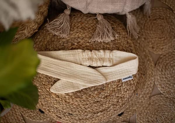 Muslin pandebånd lys beige