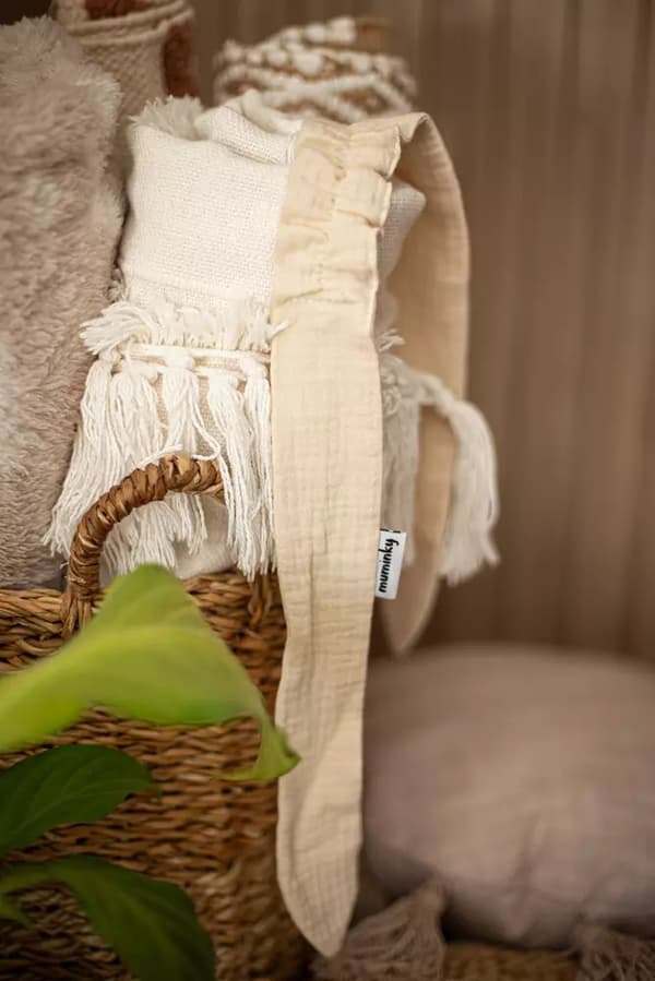 Muslin pandebånd lys beige