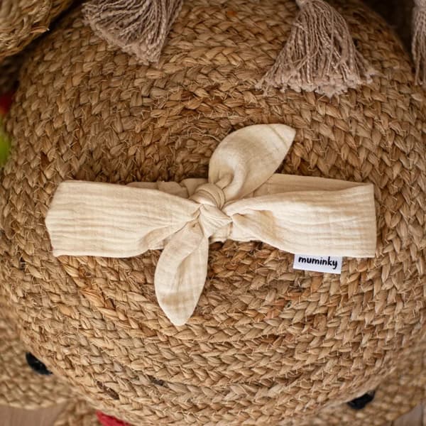 Muslin Pannband Ljus Beige