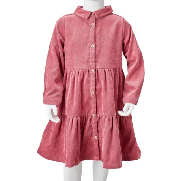 Klänning med långa ärmar för barn corduroy gammelrosa 140