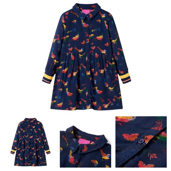 Lasten pitkähihainen mekko laivastonsininen 104 -  Laste kleidid