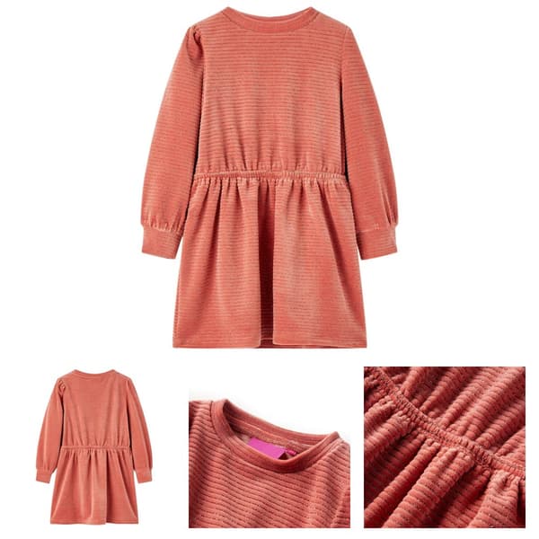 Klänning med långa ärmar för barn medium rosa 104 -  Klänningar för barn
