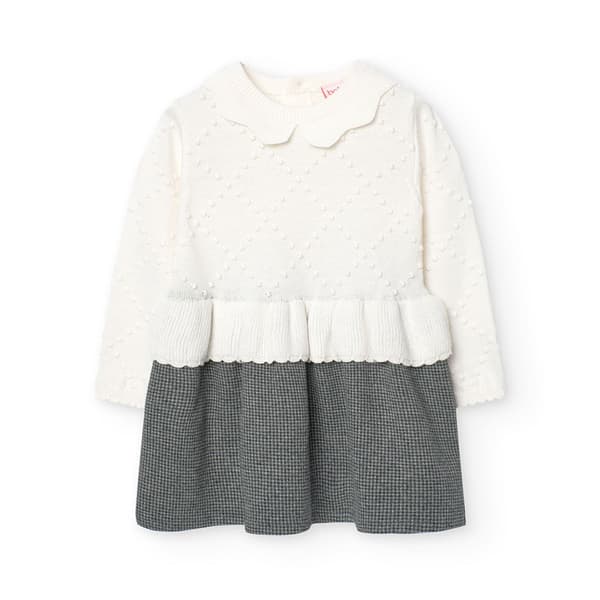 Boboli Knitwear Combined Klänning Vit,Grå 18 Months