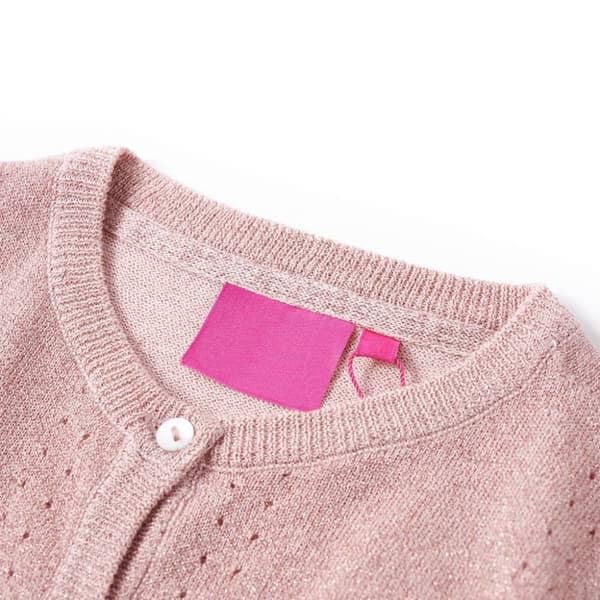 Strikket cardigan til børn str. 92 strik lyserød