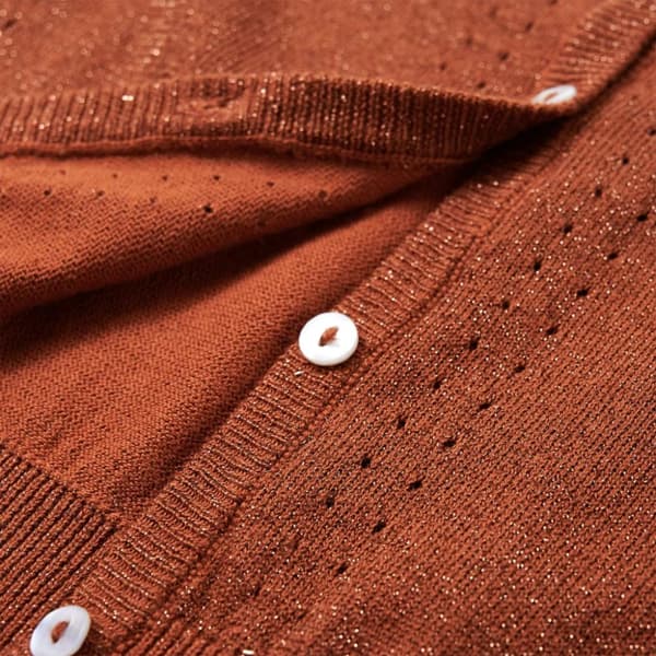 Strikket cardigan til børn str. 104 cognacfarvet