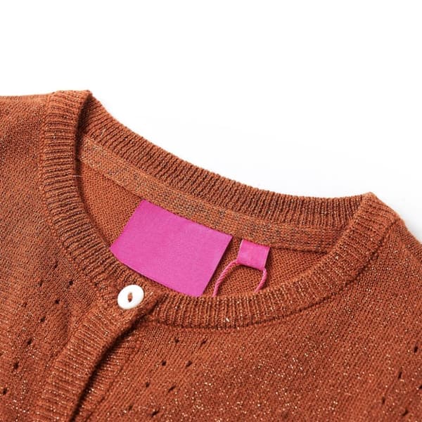 Strikket cardigan til børn str. 128 cognacfarvet