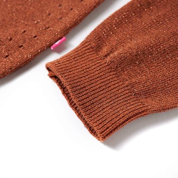 Strikket cardigan til børn str. 116 cognacfarvet