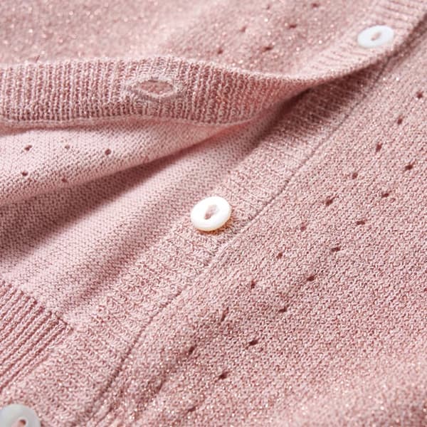 Strikket cardigan til børn str. 116 strik lyserød
