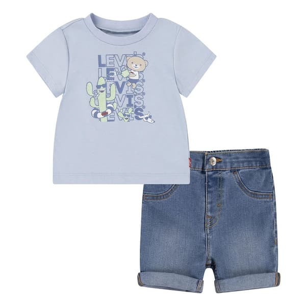 Levi´s ® Kids Critter Stacked Logo Kortärmad Uppsättning Blå 12 Months