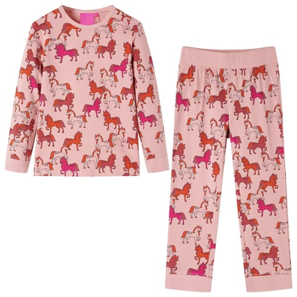 Pyjamas med långa ärmar för barn ljusrosa 116