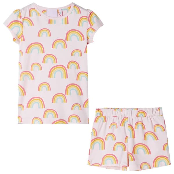 Barnpyjamas med korta ärmar blekrosa 128