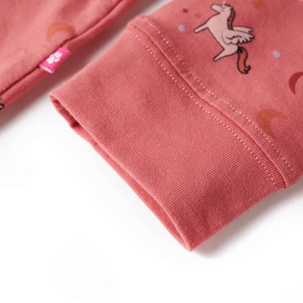 Pyjamas med långa ärmar för barn gammelrosa 104