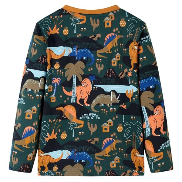 Pyjamas med långa ärmar för barn mörkgrön 128