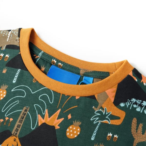 Pyjamas med långa ärmar för barn mörkgrön 128