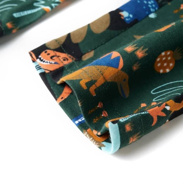 Pyjamas med långa ärmar för barn mörkgrön 128