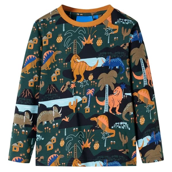 Pyjamas med långa ärmar för barn mörkgrön 92