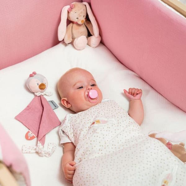 Sasha &amp; Pauline vadderad sovsäck - NATTOU - 70 cm - Bomull - Beige och rosa