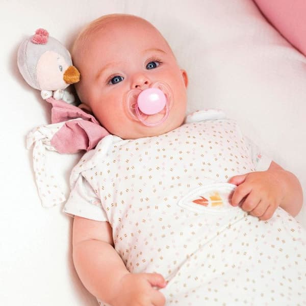 Sasha &amp; Pauline vadderad sovsäck - NATTOU - 70 cm - Bomull - Beige och rosa