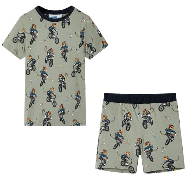 Barnpyjamas med korta ärmar ljus khaki 104 -  Nattkläder för barn