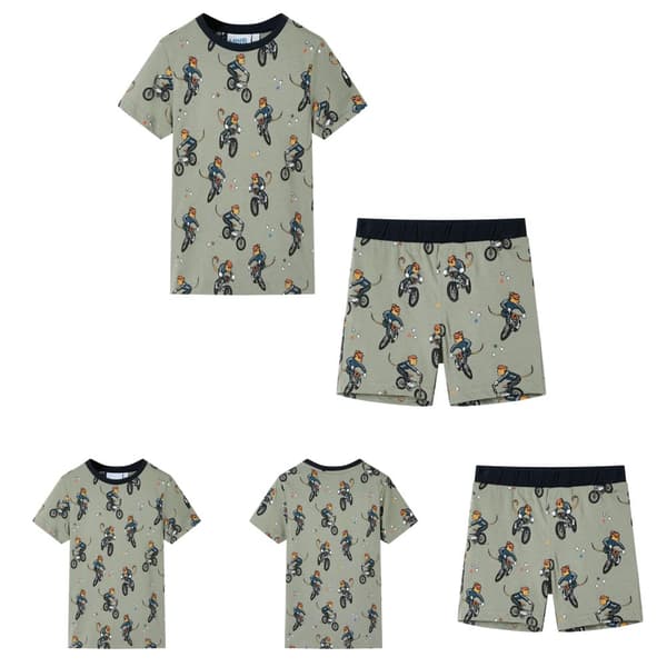 Barnpyjamas med korta ärmar ljus khaki 104 -  Nattkläder för barn