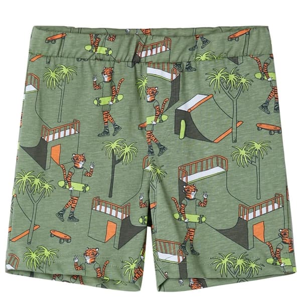 Lasten lyhythihainen pyjama vaalea khaki 104 - Lasten Yövaatteet
